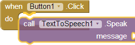 Trasciniamo l'elemento CallTextToSpeech1.speak message sul pannello Viewer