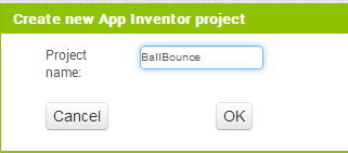 Creiamo un nuovo progetto di nome BallBounce