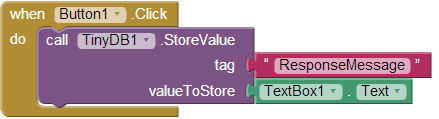 Behavior per la memorizzazione del messaggio su TinyDB