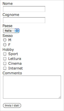 Esempio di modulo in HTML per la raccolta dati anagrafici