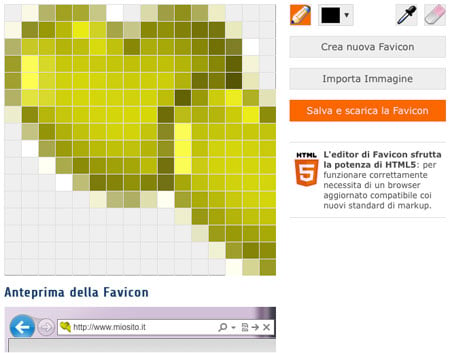 Editor on-line di Favicon