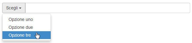 un input group con un elenco a discesa