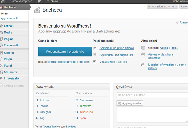 Wordpress - Dashboard