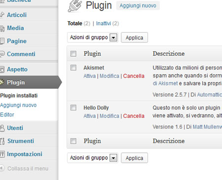 Elenco dei Plugin