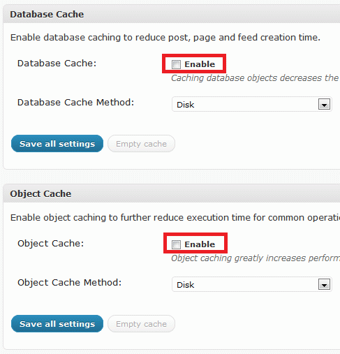 W3 Total Cache: abilitare cache