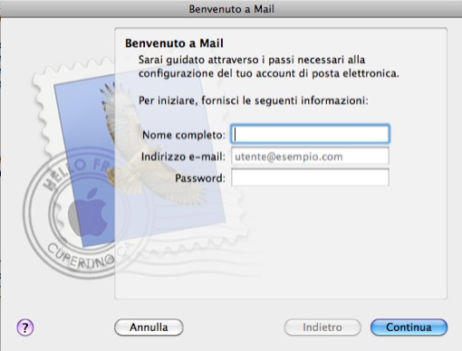 Configurazione account mail 1