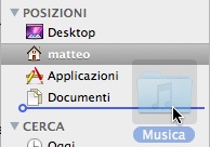 Posizioni della barra laterale del finder