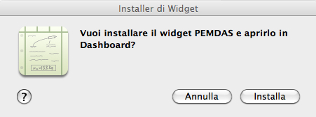 Dashboard installazione nuovo widget