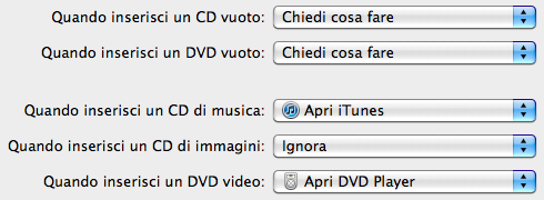 Preferenze di sistema CD e DVD