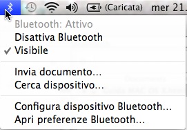 Menu bluetooth