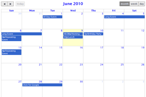 jQuery Fullcalendar