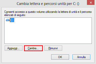 Seleziona unità per cambiare lettera