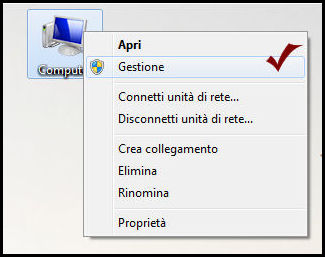 Apri gestione computer