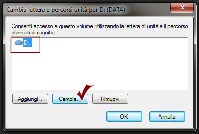 Seleziona unità e clicca su cambia