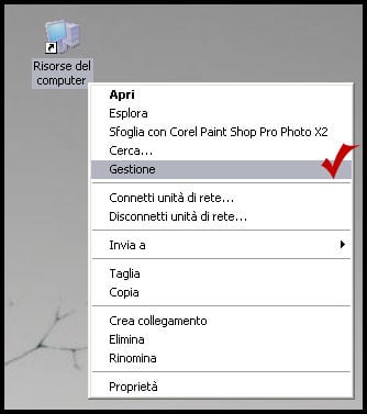 Risorse del computer e clicca Gestione