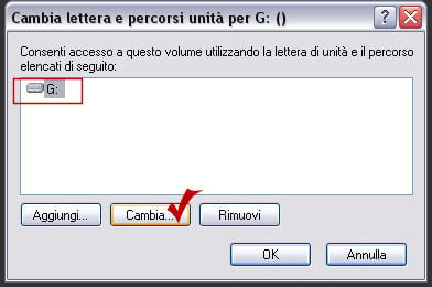 Seleziona unità e clicca su Cambia...