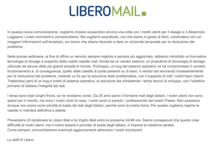 Nuova comunicazione del 25 gennaio