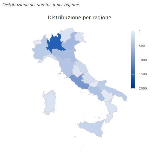 Distribuzione geografica registrazioni domini sul Coronavirus