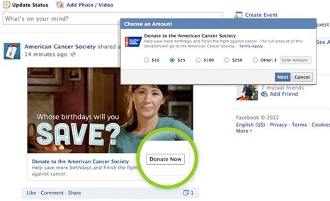 Facebook lancia il bottone Donate Now