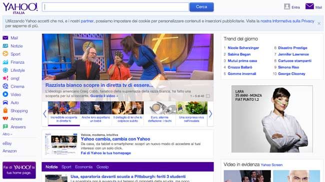 Nuova home-page per Yahoo! Italia