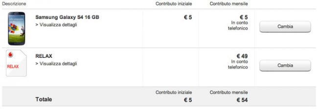 Galaxy S4 e Vodafone Relax