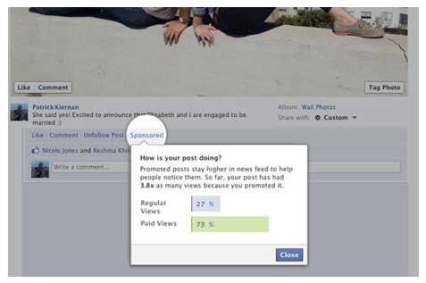 Facebook: messaggi sponsorizzati