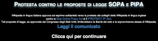 Wikipedia contro SOPA