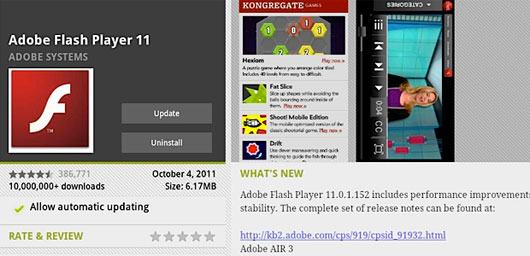 Niente Flash Player su Android 4