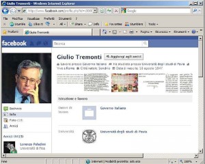 Finto profilo Giulio Tremonti su facebook