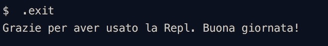 Messaggio uscita repl personalizzata