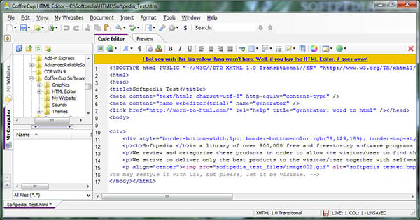 CoffeCup HTML Editor