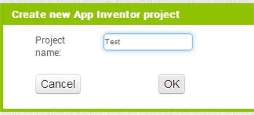 Indichiamo Test come nome per il nostro nuovo progetto