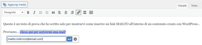 Inserire un link MAILTO in WordPress