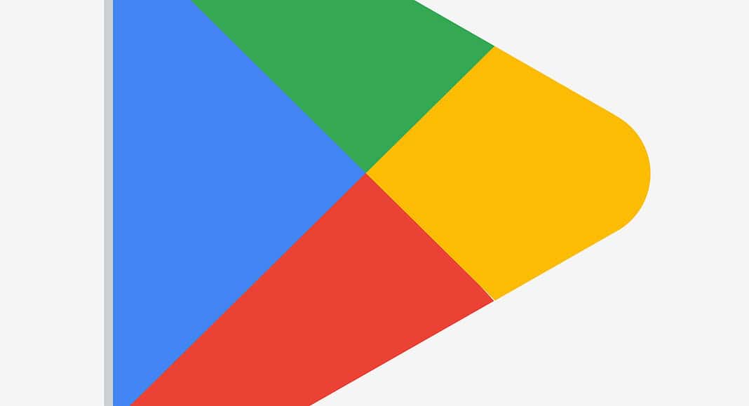 Il logo di Google Play, che ricorda un pulsante di riproduzione vibrante, presenta segmenti blu, verdi, gialli e rossi su uno sfondo bianco: un simbolo in grassetto riconoscibile anche dagli utenti Kaspersky, che garantisce la sicurezza delle proprie app.