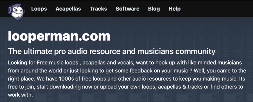 Screenshot del sito web Looperman, un'eccellente risorsa dove i musicisti possono trovare loop musicali e acapella gratuiti. Scopri basi musicali gratis e loop sonori tutti in un unico posto, rendendolo una destinazione top per le risorse audio.