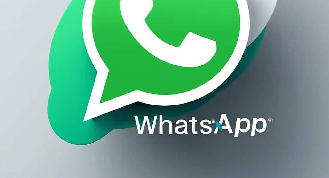 L'iconico logo di WhatsApp in verde e bianco mostra una nuvoletta di chat intrecciata con l'icona di un telefono, accompagnata dal testo 