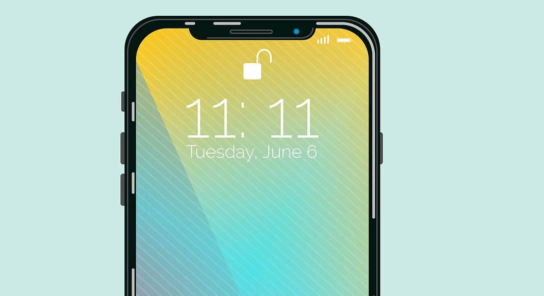 Un'illustrazione di un iPhone che mostra la schermata di blocco, con l'ora impostata sulle 11:11 e la data contrassegnata come martedì 6 giugno.